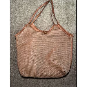 Crochet Faux Leather Brown Purse